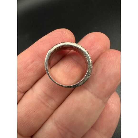 Vintage Synthetic Sapphire and CZ Diamond Ring - Sterling Silver - Picture 7 of 7